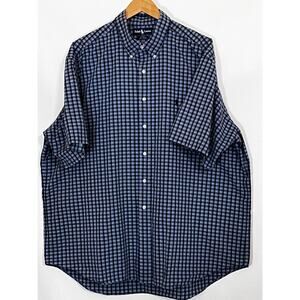 Ralph Lauren Men's Short Sleeve Blue Plaid Blake 100% Cotton Pre-Owned